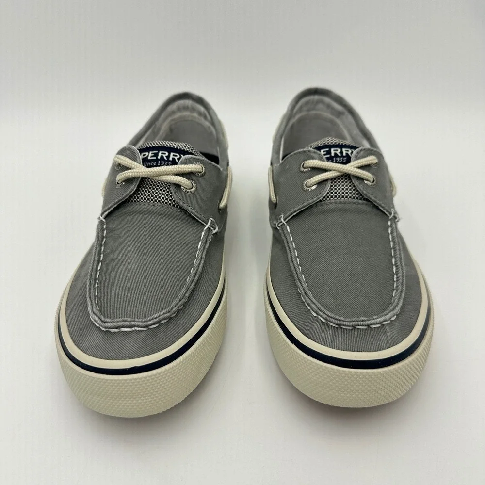 Sperry Halyard Boat Shoes Mens Size 7 Salt Washed Grey Canvas Foam Sneakers NEW
